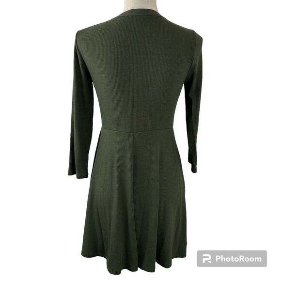 Forever 21 Green Ribbed A Line Mini Dress Size Medium - Picture 3 of 10